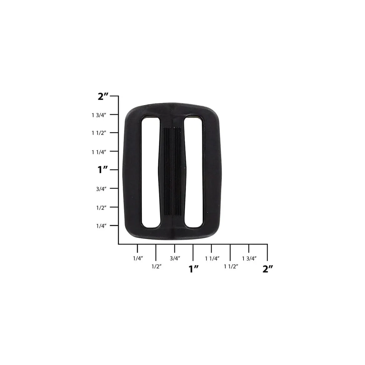 1 1/2" Black, Sliplock Tri-Glide Slide Buckle, Plastic, #SL-1-1-2