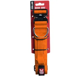 Boss Dog Tactical Collar 1.5" Wide 15"-18" Medium Solid Orange