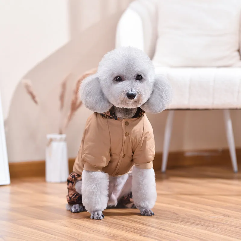 Cross-Border Pet Four-Leg Cotton Coat | Graffiti Pattern Camouflage Windproof Outdoor Jacket for Small Dogs