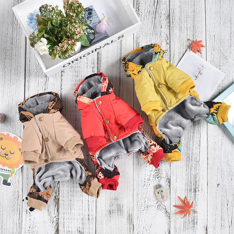 Cross-Border Pet Four-Leg Cotton Coat | Graffiti Pattern Camouflage Windproof Outdoor Jacket for Small Dogs