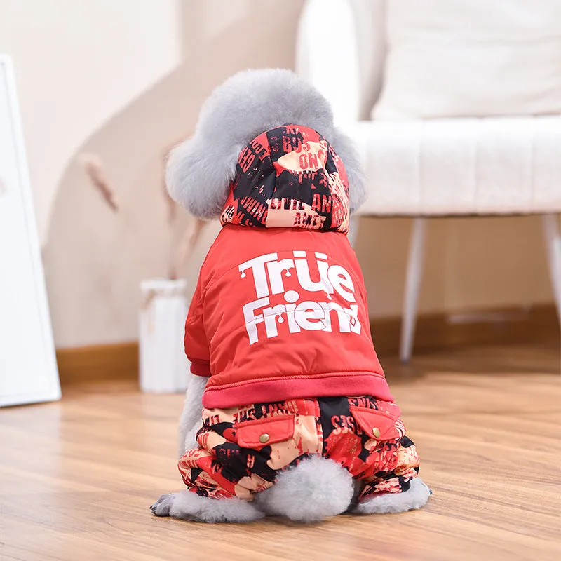 Cross-Border Pet Four-Leg Cotton Coat | Graffiti Pattern Camouflage Windproof Outdoor Jacket for Small Dogs