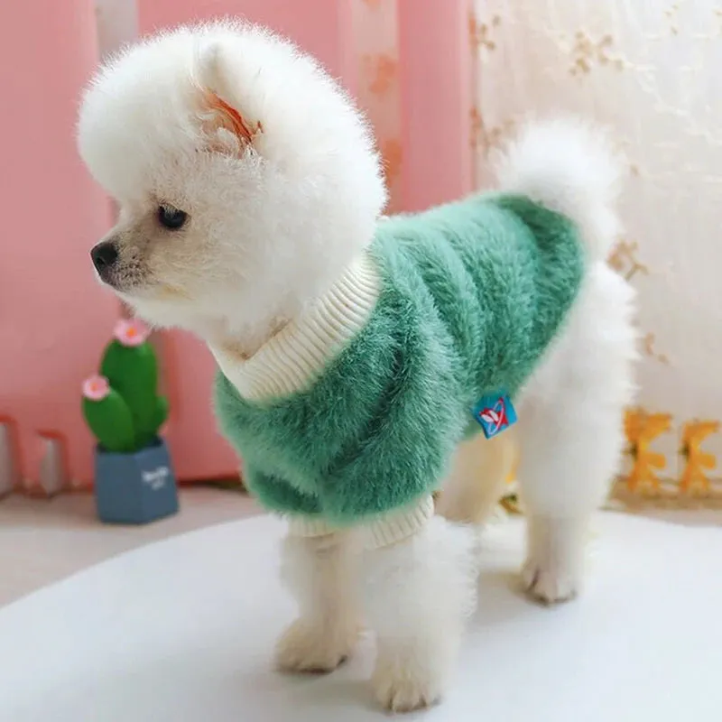 Cute Plush Round Neck Warm Winter Flowers Sweater - Soft Thicken Dog Clothes for Small and Medium Dogs, Puppy, and Cats - Keep Your Pets Cozy with Stylish Winter Coat Clothing