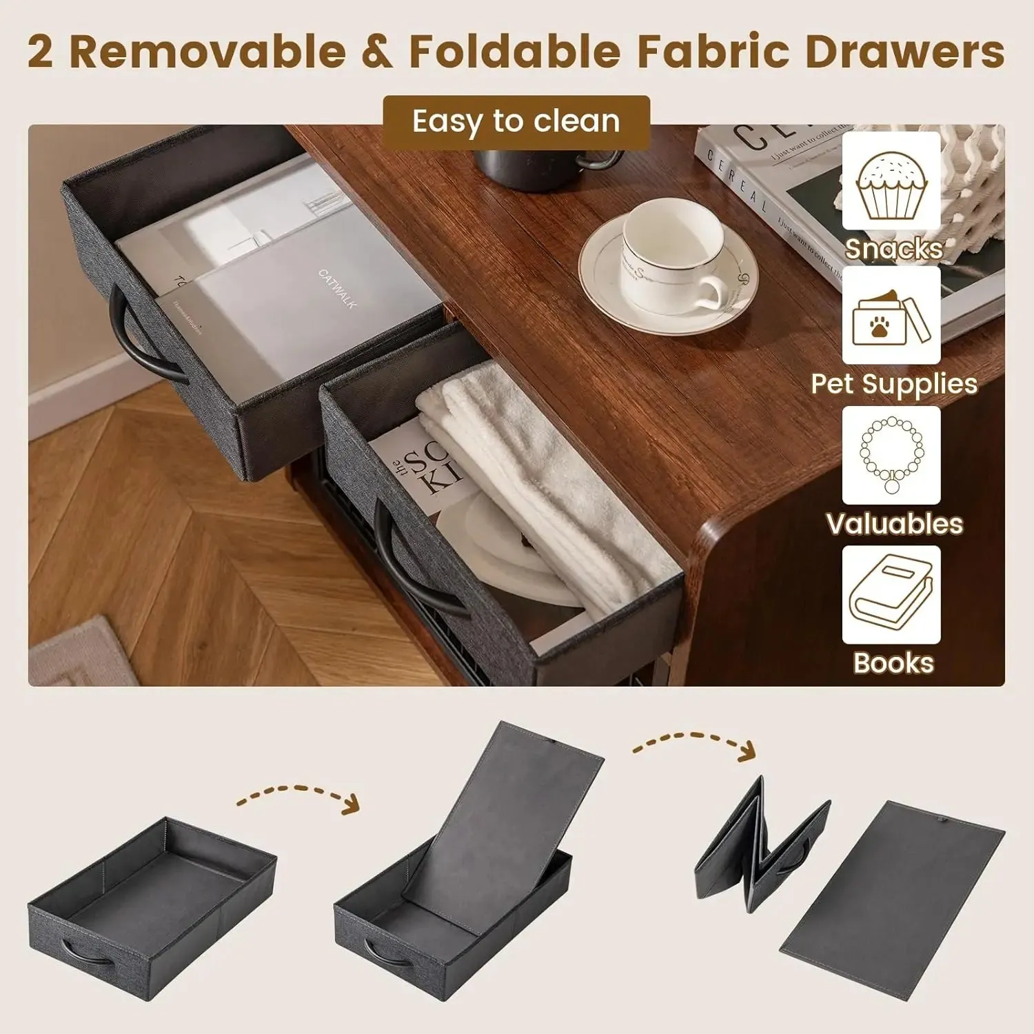Dog Crate Furniture - Wooden Dog Cage End Table with 2 Storage Drawers, Latched Door, Pet House Dog Kennel Indoor