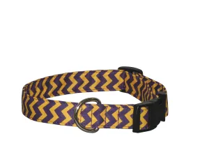 Elmo's Closet Purple & Gold Chevron Dog Collar