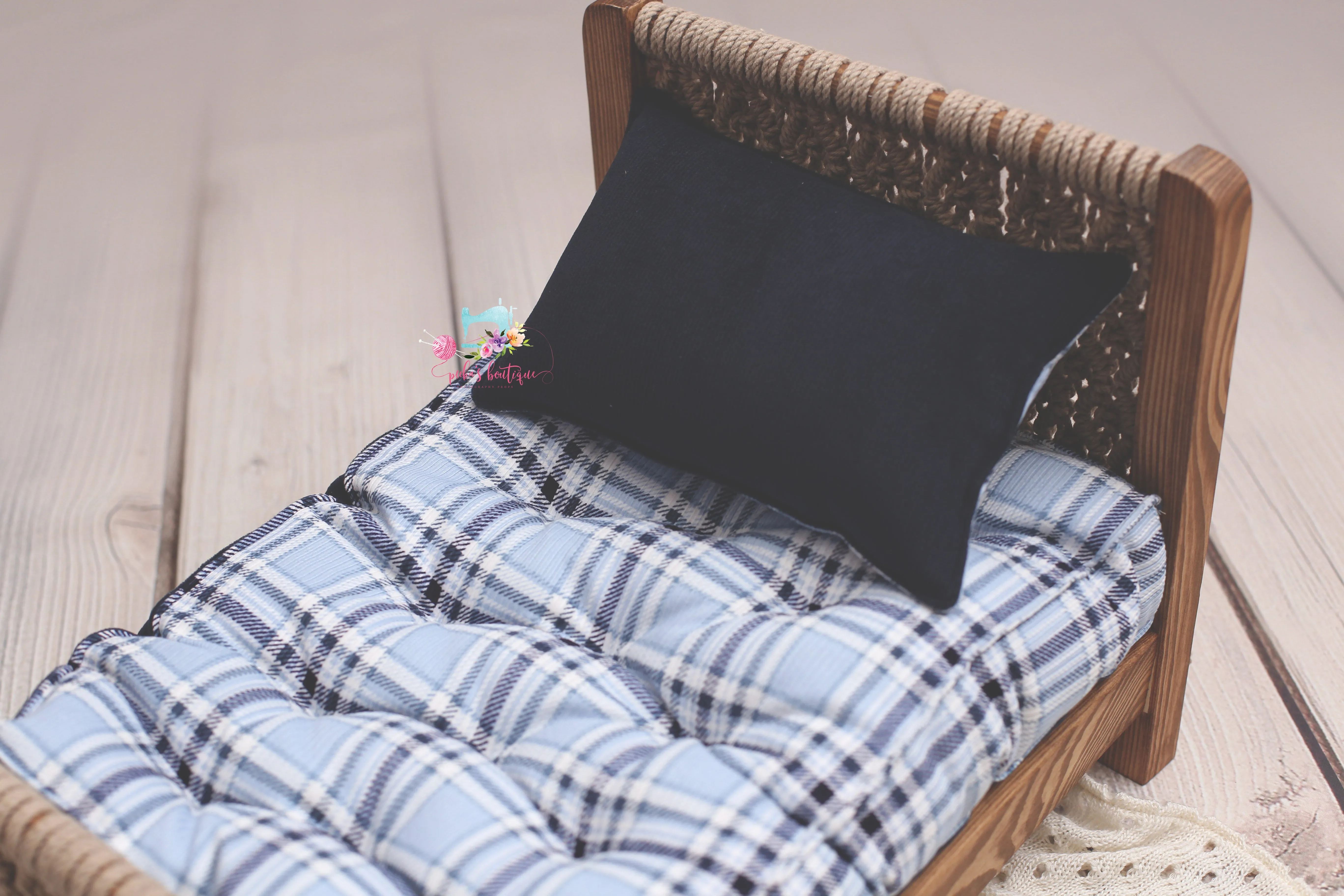 Made to Order REVERSIBLE 2 Color Navy Blue Plaid- NB Mattress