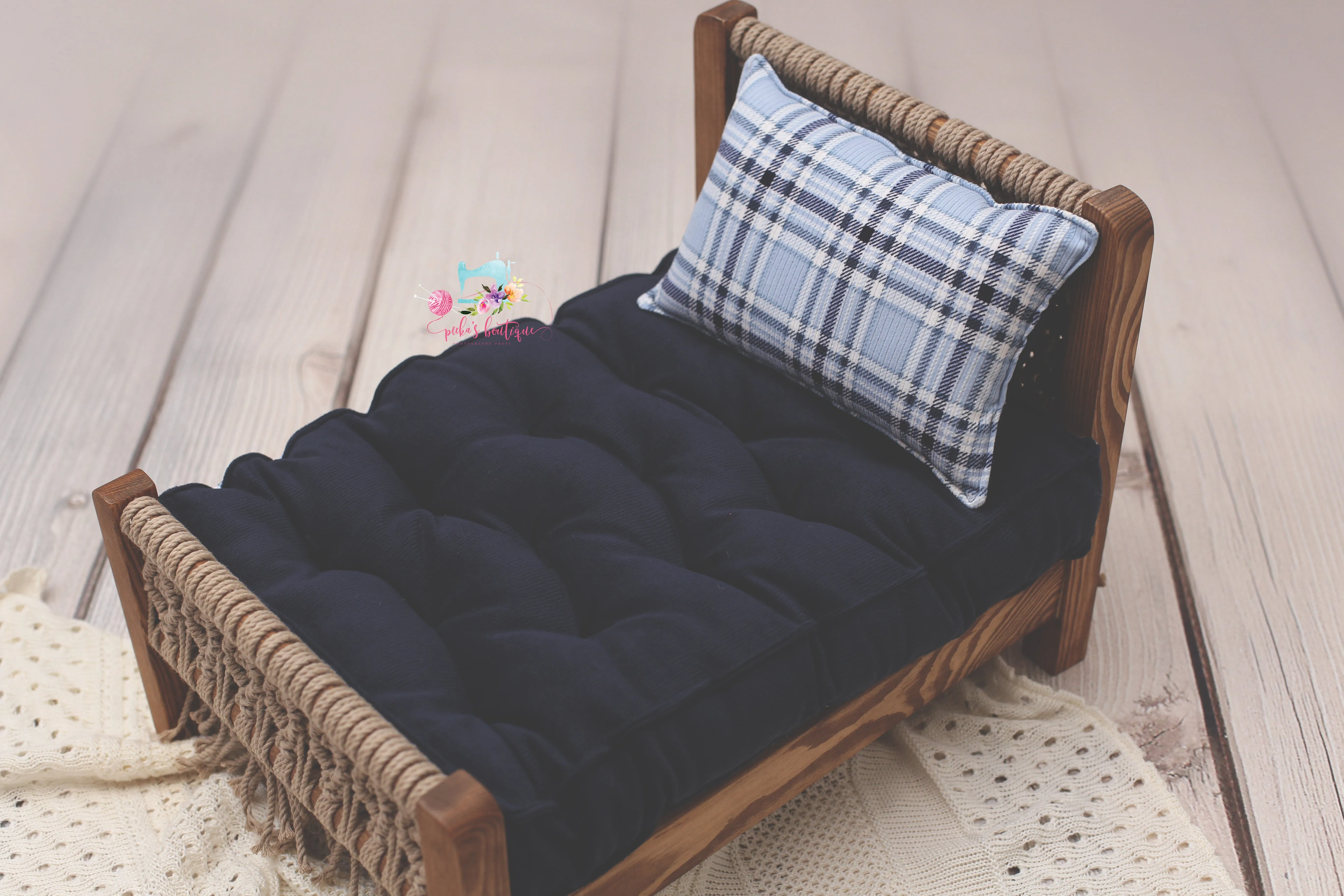 Made to Order REVERSIBLE 2 Color Navy Blue Plaid- NB Mattress