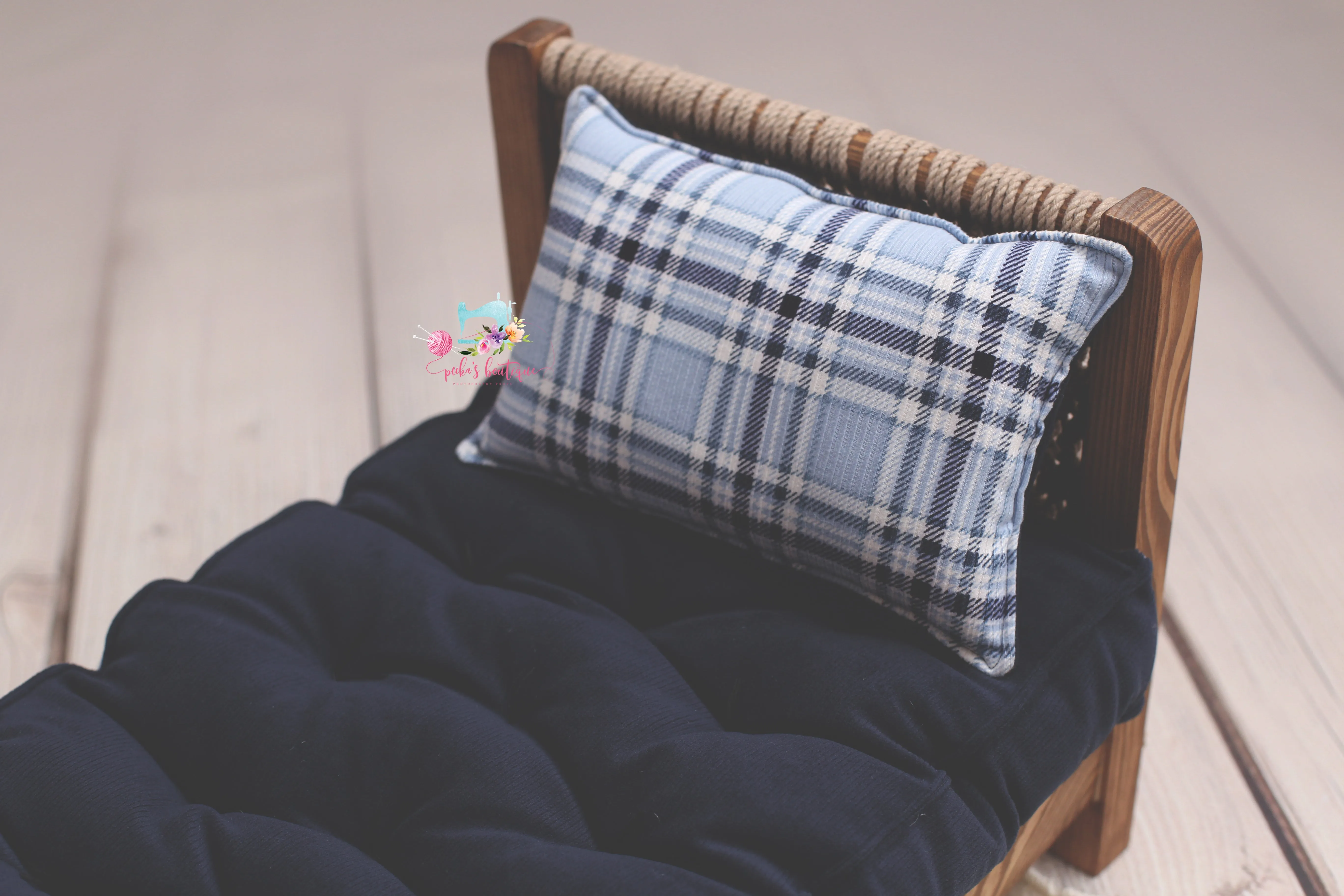 Made to Order REVERSIBLE 2 Color Navy Blue Plaid- NB Mattress