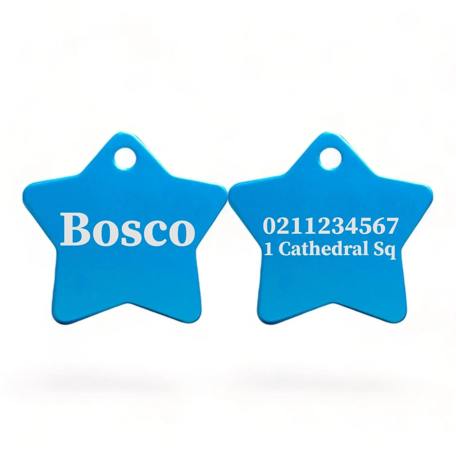 Name Front & 1 Number & Address Back | Star Aluminum | Cat, Kitten & Dog ID Pet Tag