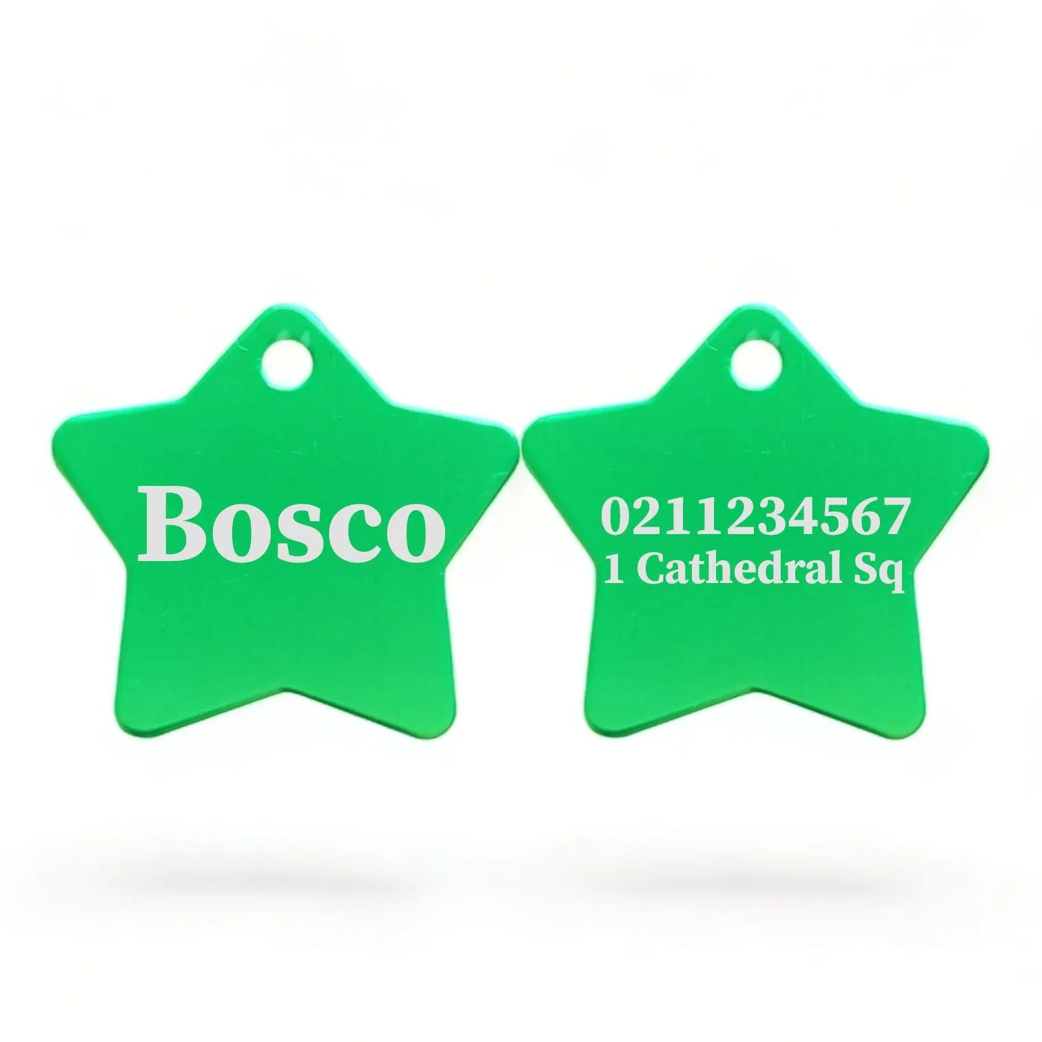 Name Front & 1 Number & Address Back | Star Aluminum | Cat, Kitten & Dog ID Pet Tag