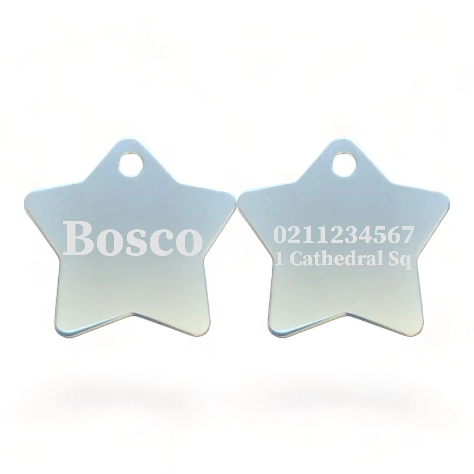 Name Front & 1 Number & Address Back | Star Aluminum | Cat, Kitten & Dog ID Pet Tag
