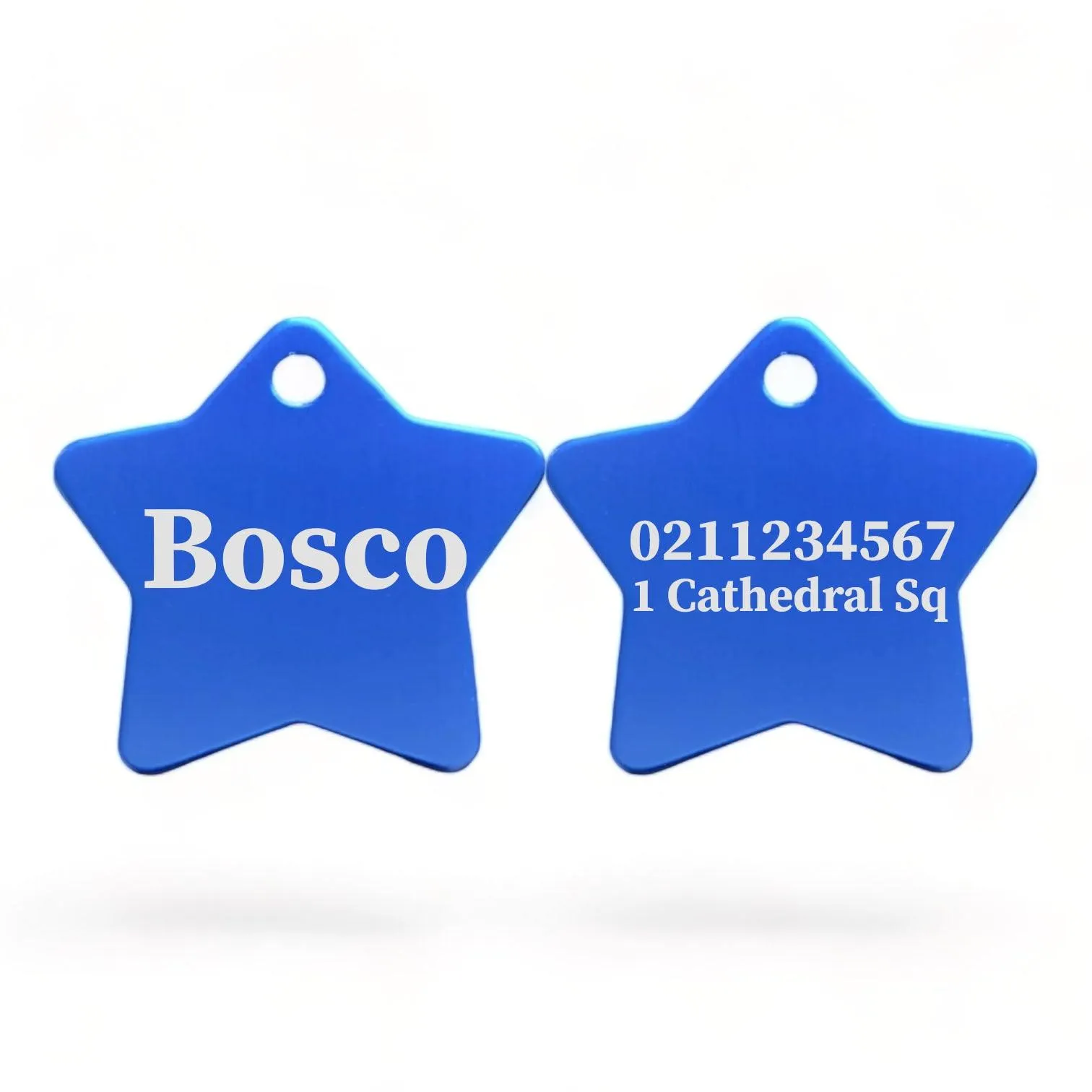 Name Front & 1 Number & Address Back | Star Aluminum | Cat, Kitten & Dog ID Pet Tag