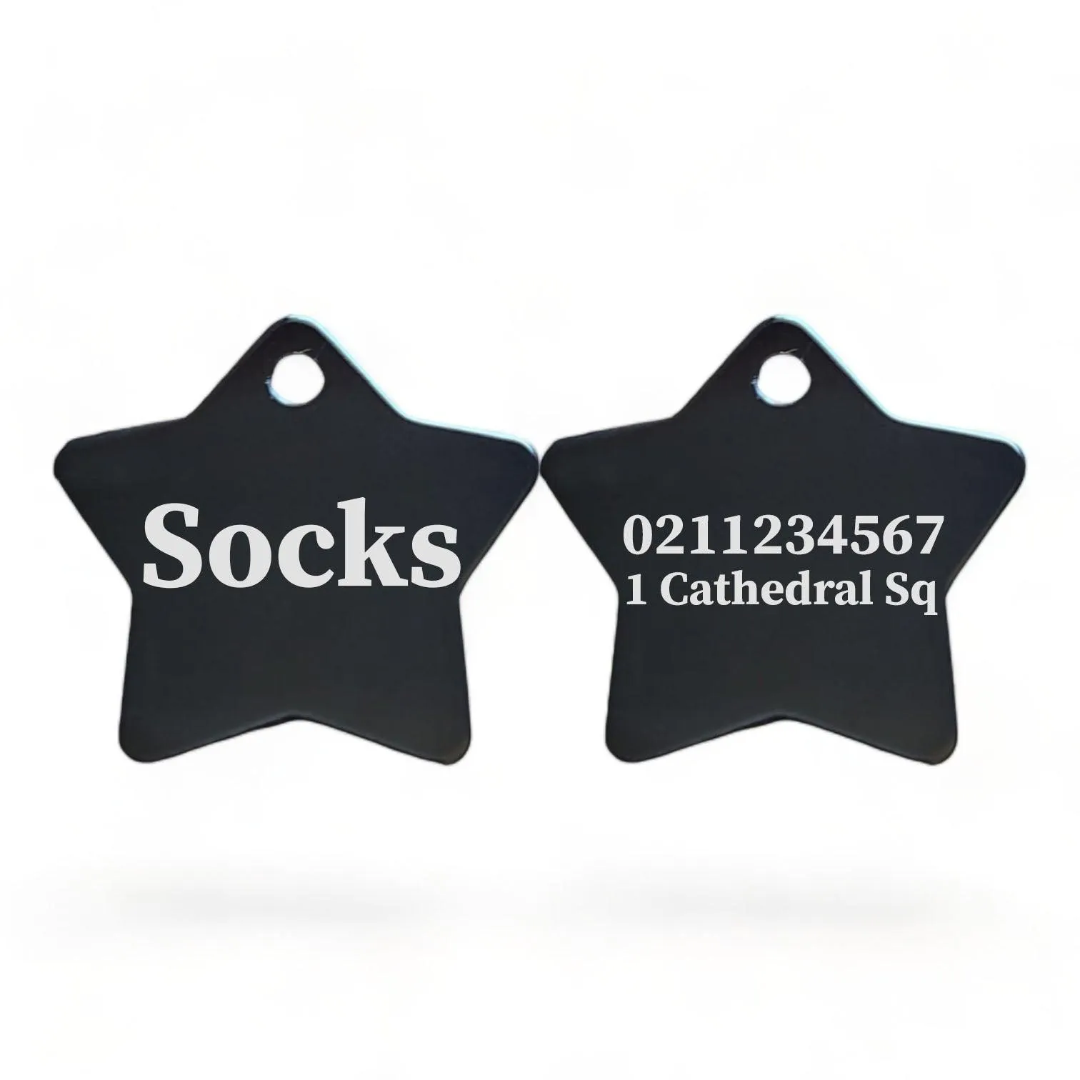 Name Front & 1 Number & Address Back | Star Aluminum | Cat, Kitten & Dog ID Pet Tag