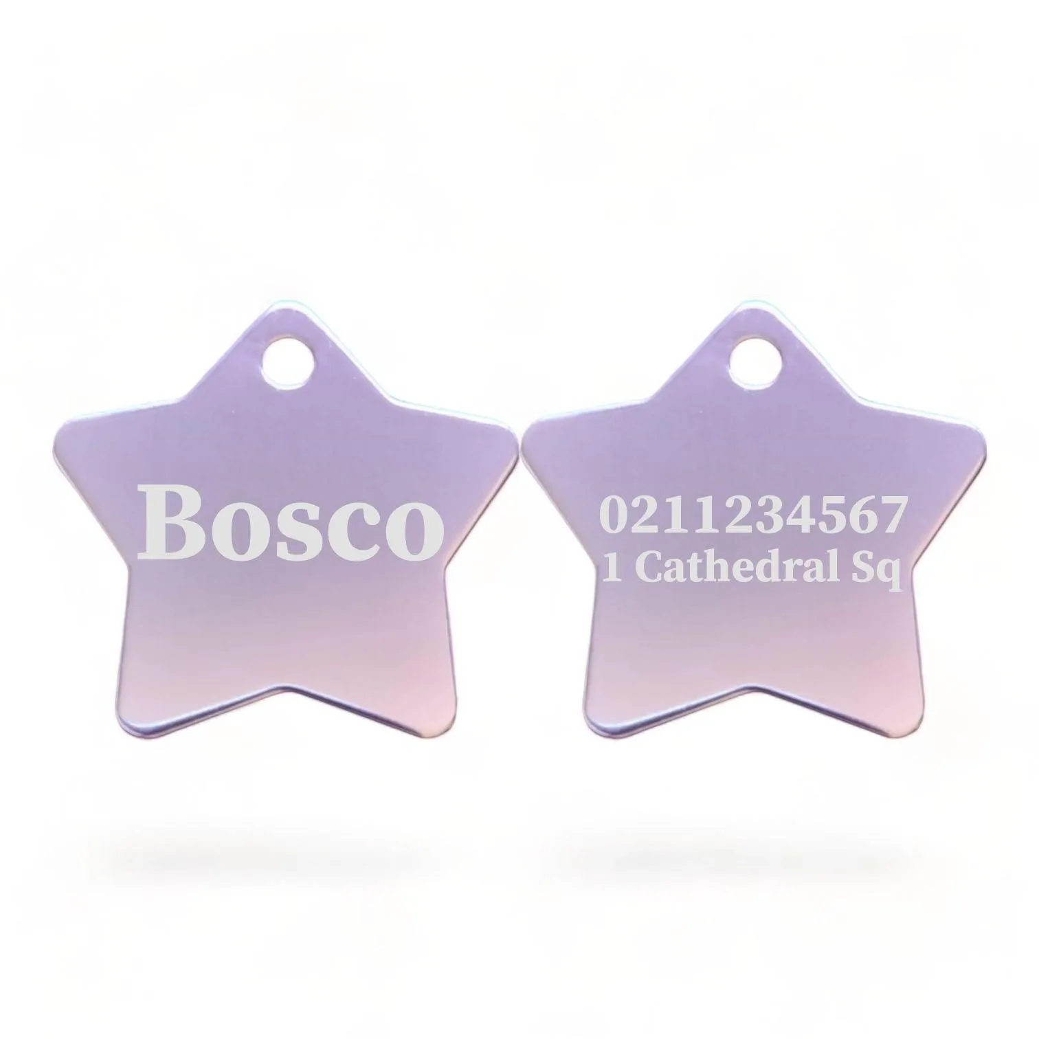 Name Front & 1 Number & Address Back | Star Aluminum | Cat, Kitten & Dog ID Pet Tag