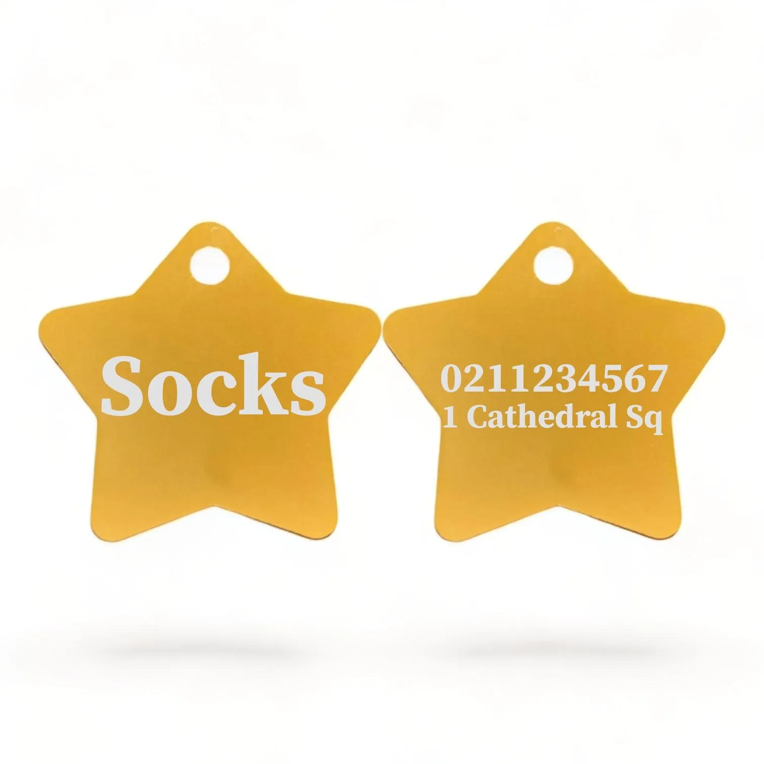 Name Front & 1 Number & Address Back | Star Aluminum | Cat, Kitten & Dog ID Pet Tag