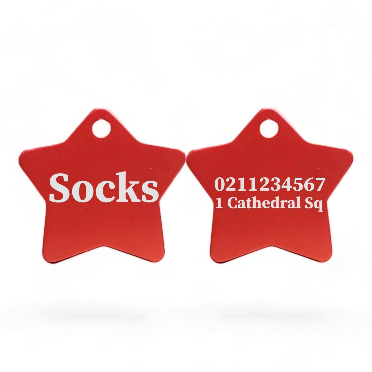 Name Front & 1 Number & Address Back | Star Aluminum | Cat, Kitten & Dog ID Pet Tag