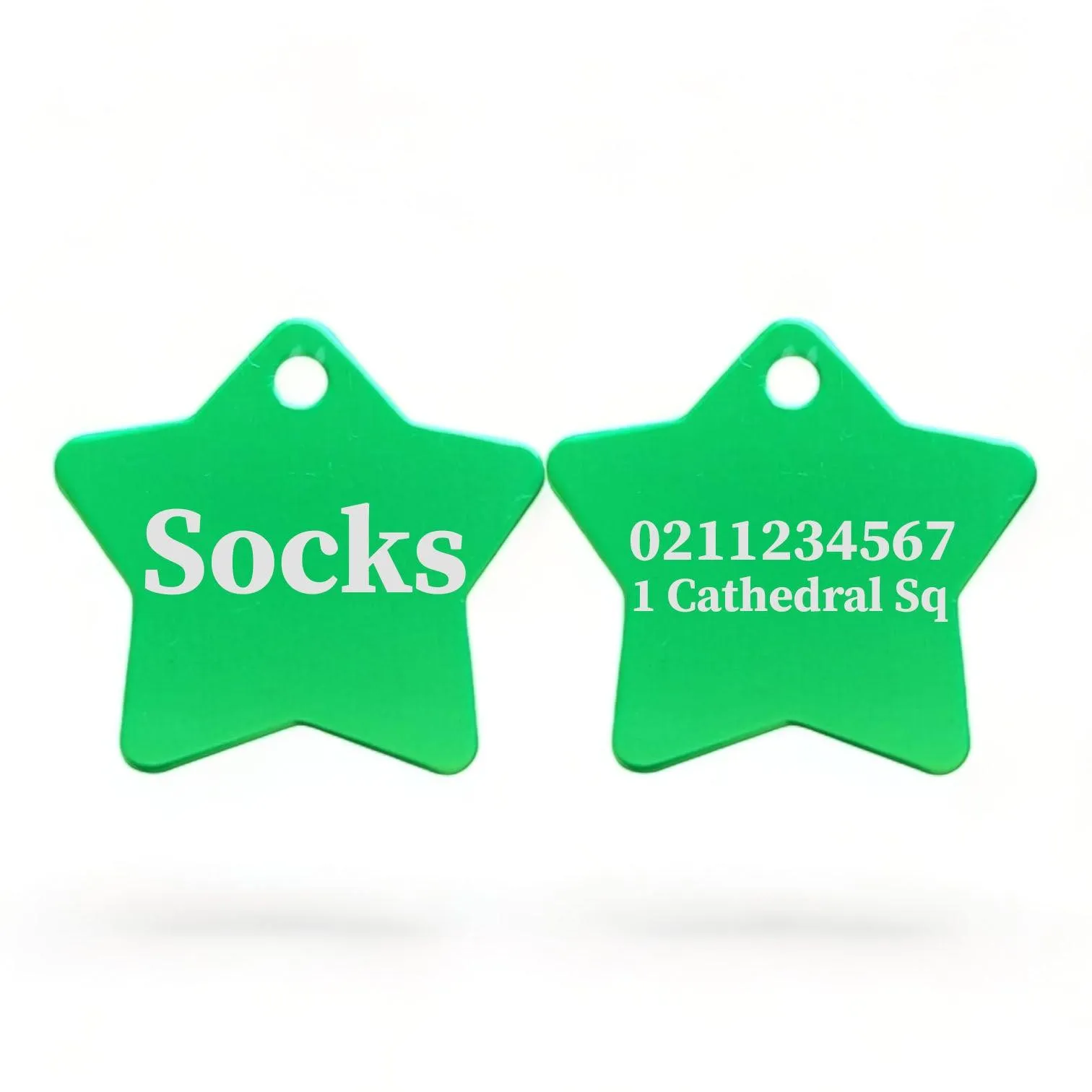 Name Front & 1 Number & Address Back | Star Aluminum | Cat, Kitten & Dog ID Pet Tag