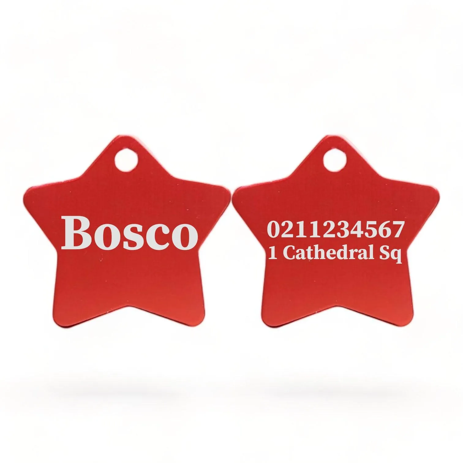 Name Front & 1 Number & Address Back | Star Aluminum | Cat, Kitten & Dog ID Pet Tag