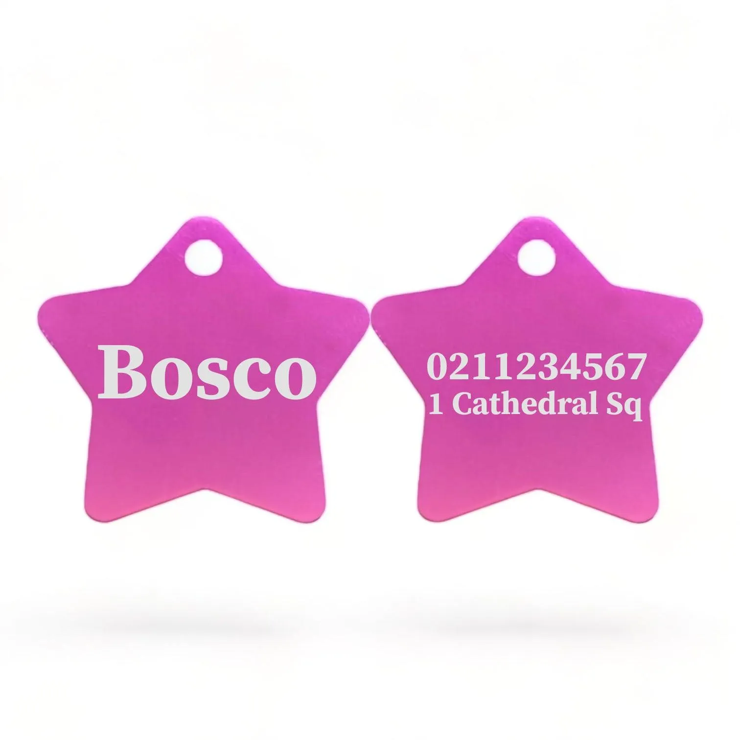 Name Front & 1 Number & Address Back | Star Aluminum | Cat, Kitten & Dog ID Pet Tag
