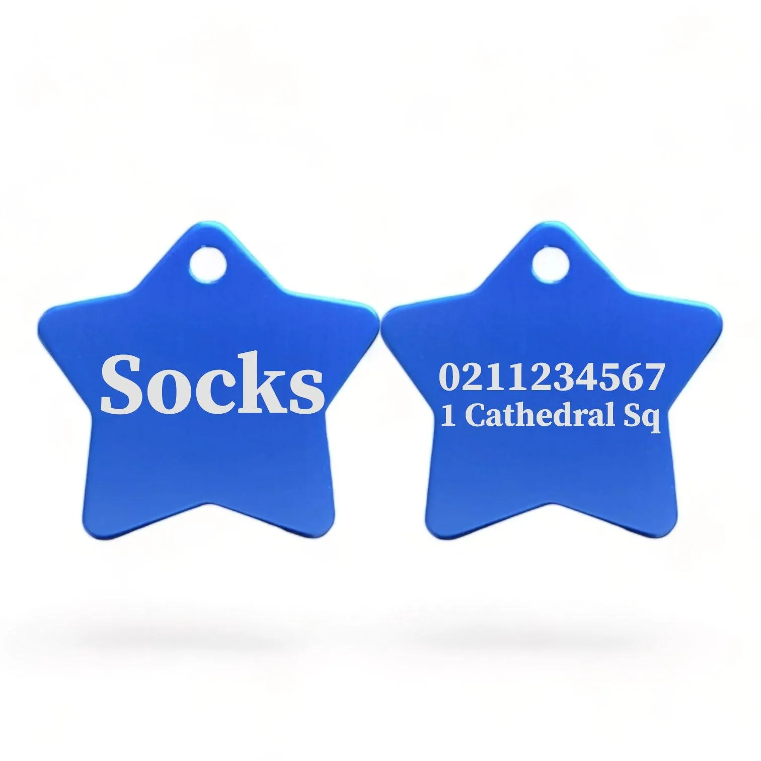 Name Front & 1 Number & Address Back | Star Aluminum | Cat, Kitten & Dog ID Pet Tag