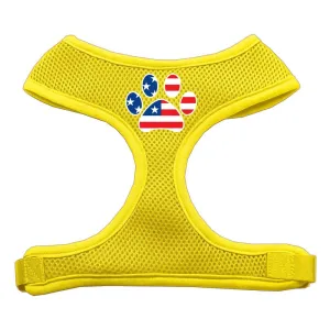 Paw Flag USA Screen Print Soft Mesh Harness Yellow Small