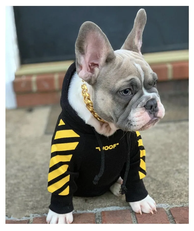 Pet Dog Clothes for French Bulldog Adidog Stripe Pattern Dog Hoodie Pet Dog Clothes Dog Jacket for French Bulldog