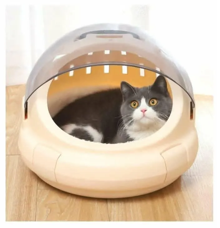 PetGains PGKC 2-in-1 Capsule Pet Carrier & Bed (Beige)