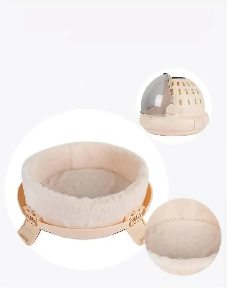 PetGains PGKC 2-in-1 Capsule Pet Carrier & Bed (Beige)