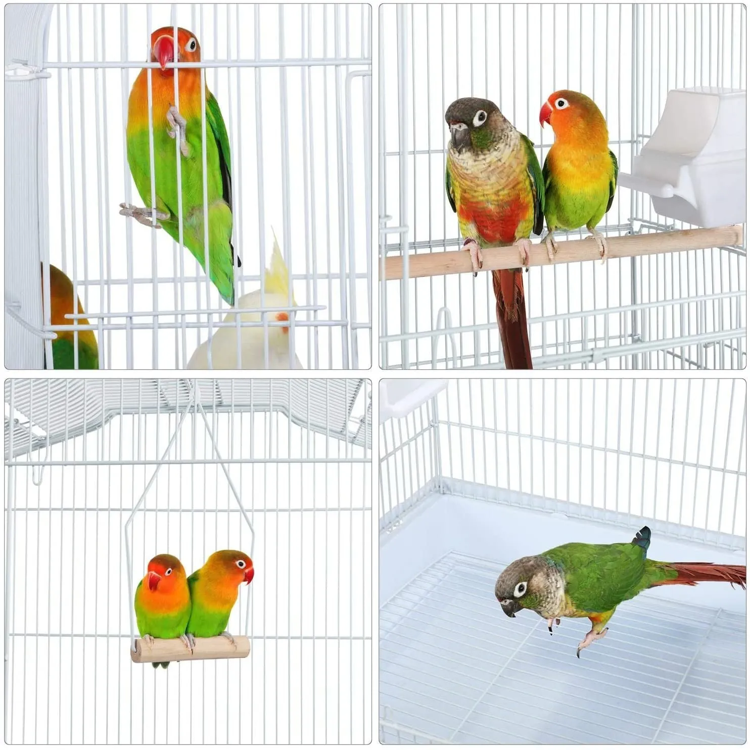 Pink 14-inch Small Parakeet Wire Bird Cage for Budgie Parakeets Finches Canaries Lovebirds Small Quaker Parrots Cockatiels Green Cheek Conure perfect Bird Travel Cage and Hanging Bird House