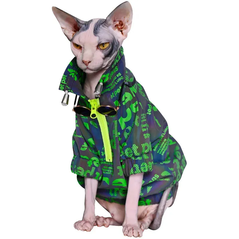 Reflective Cat Clothing with Zipper | Trendy Jacket for Sphinx, German, & Siamese | Easy On and Off Pet Apparel for Kittens