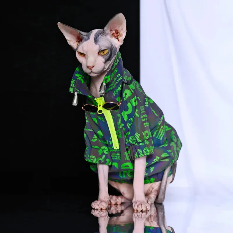 Reflective Cat Clothing with Zipper | Trendy Jacket for Sphinx, German, & Siamese | Easy On and Off Pet Apparel for Kittens