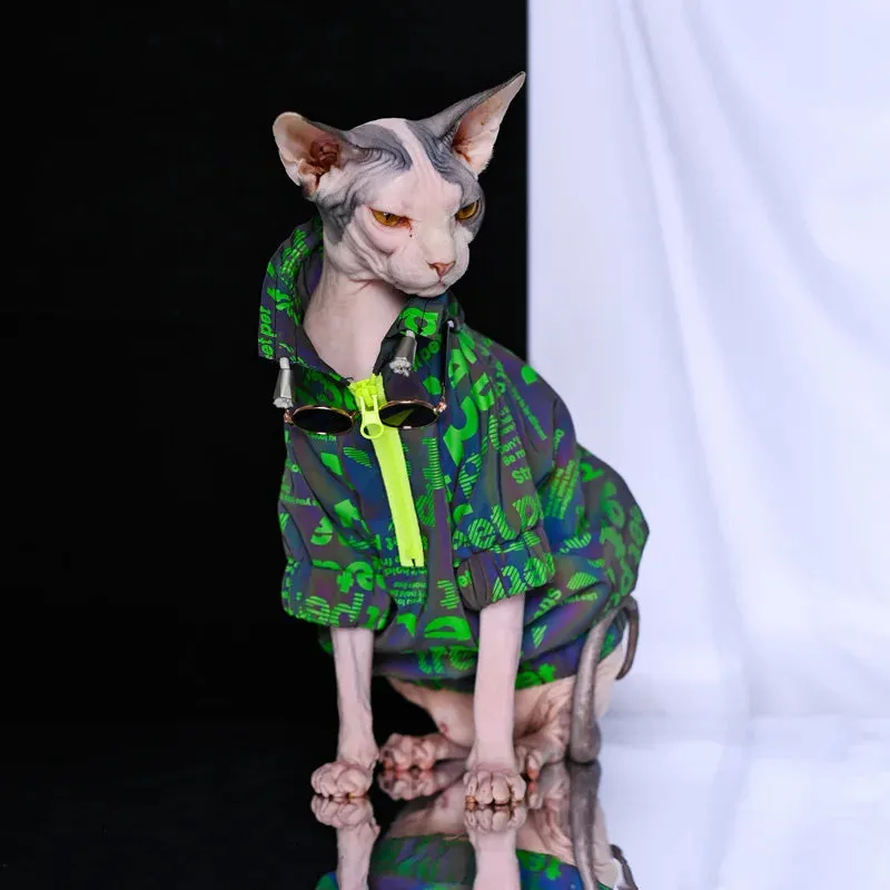 Reflective Cat Clothing with Zipper | Trendy Jacket for Sphinx, German, & Siamese | Easy On and Off Pet Apparel for Kittens