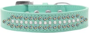 Ritz Pearl and AB Crystal Dog Collar Aqua Size 14