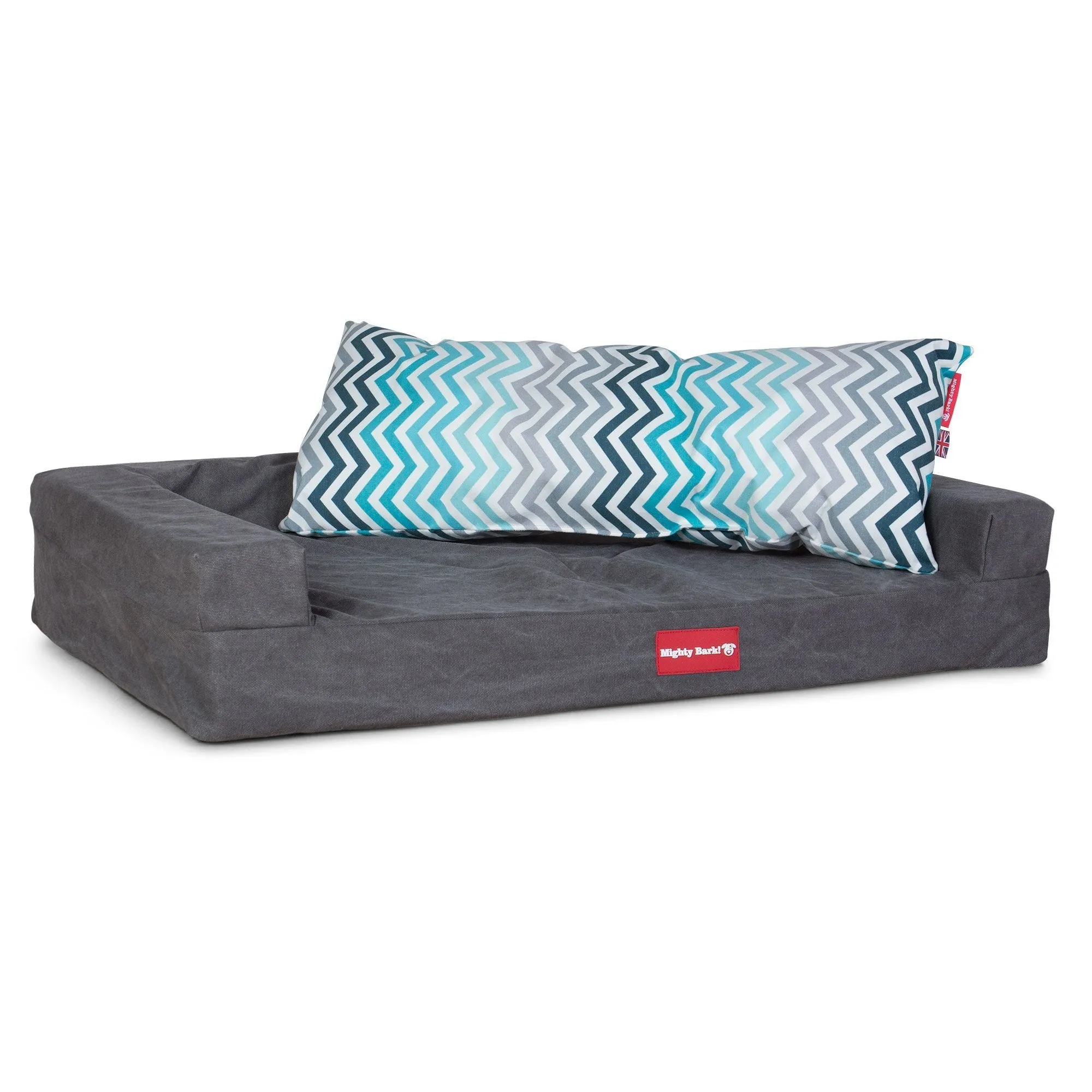 The Bailey - Giant Memory Foam Pillow For On Dog Beds - Geo Print Chevron Teal