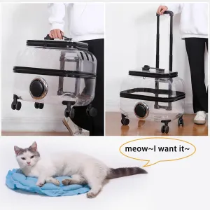 Transparent Pet Travel Trolley