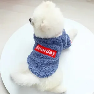 Warm and Stylish Pet Clothes for Cats and Small to Medium Dogs - Cozy Autumn/Winter Pullover with Blue Letter Embroidery